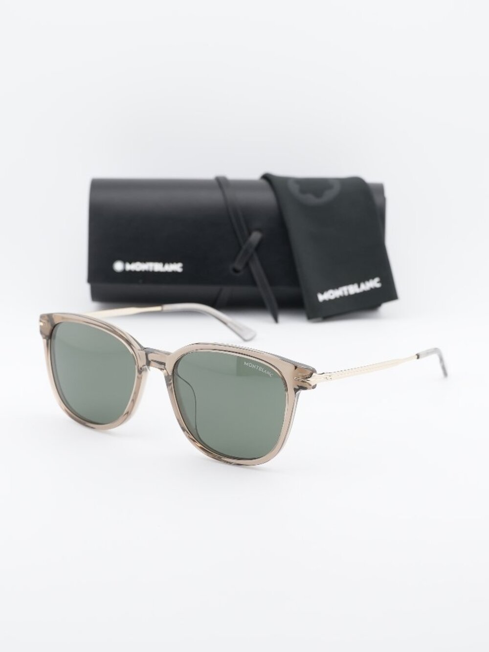 Montblanc MB0304SA 004 Square Sunglasses - Brown / Grey